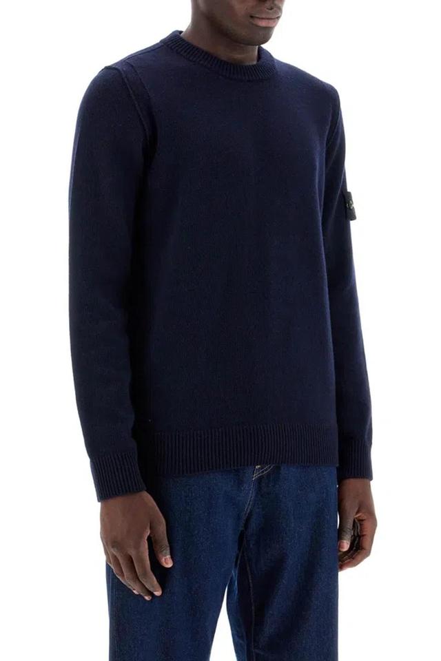 STONE ISLAND Crewneck Wool Blend Pullover In Blue Product Image