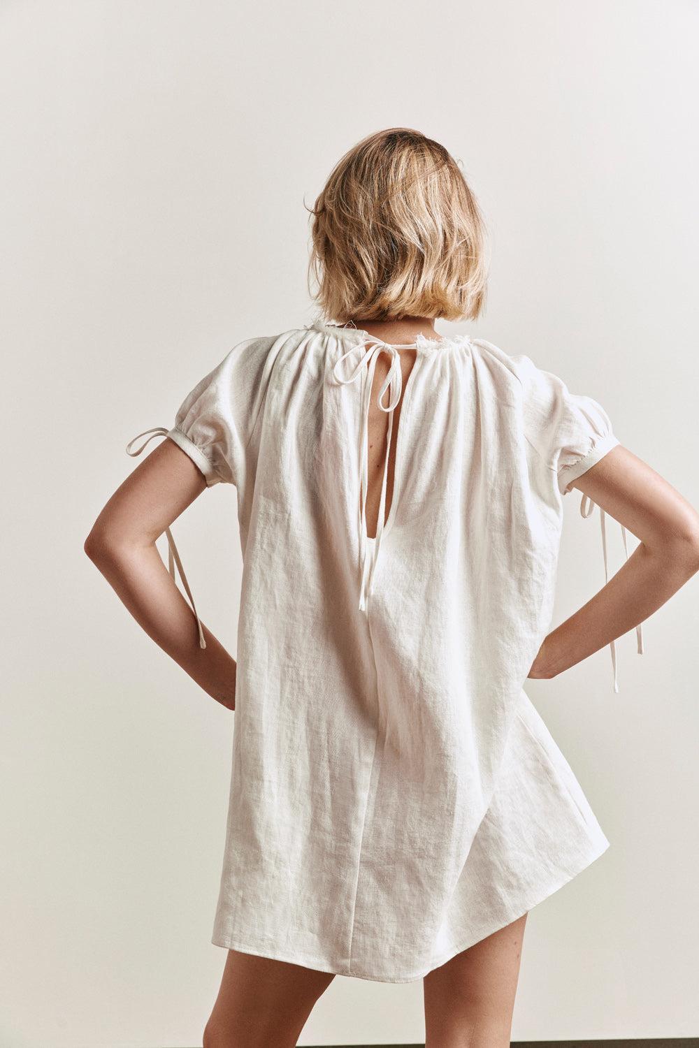 Evelyn Linen Mini Dress White Product Image