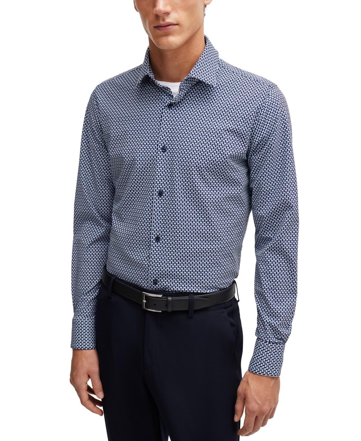 Boss by Hugo Boss Mens Printed Performance-Stretch Slim-Fit Dress Shirt Product Image