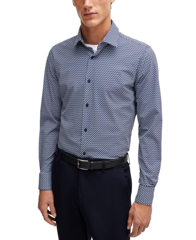 Mens Slim-Fit Shirt in Printed Performance-Stretch Fabric Product Image