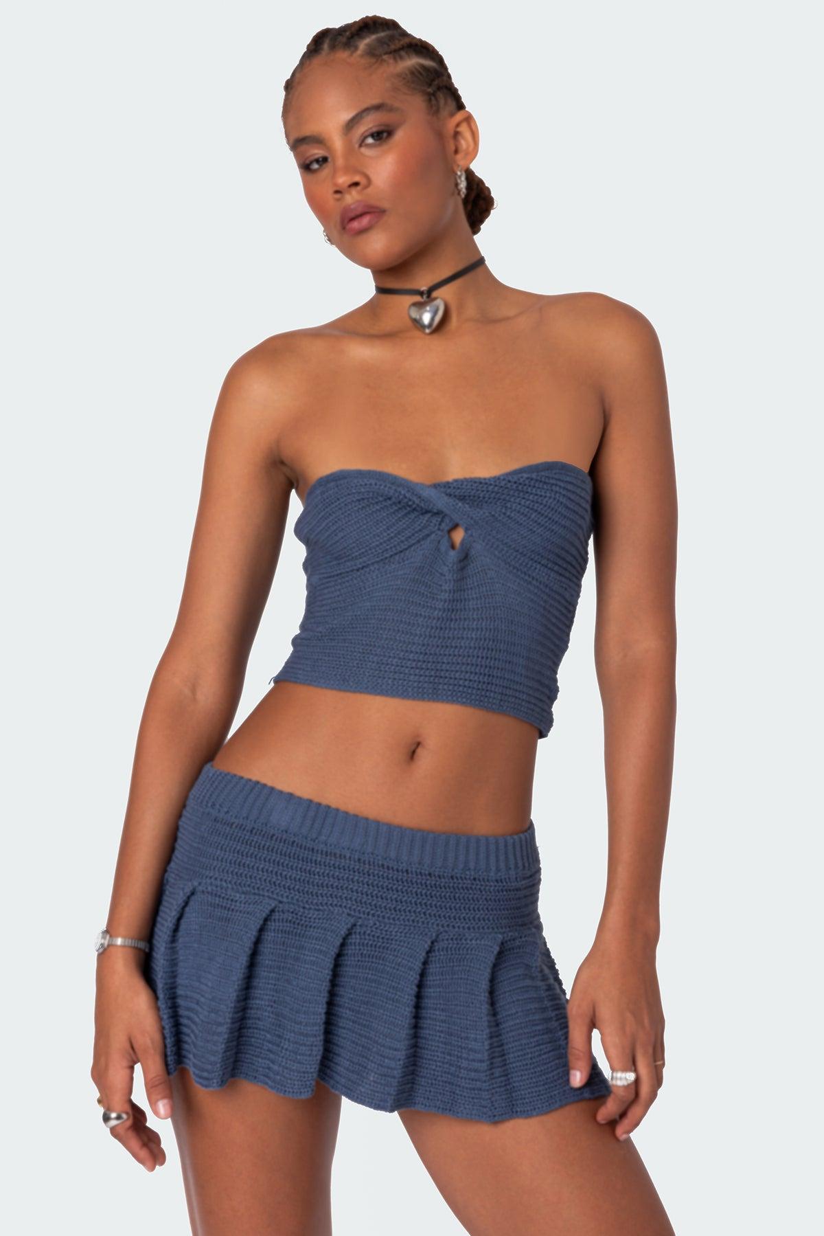 Kiera Twist Front Knit Tube Top Product Image