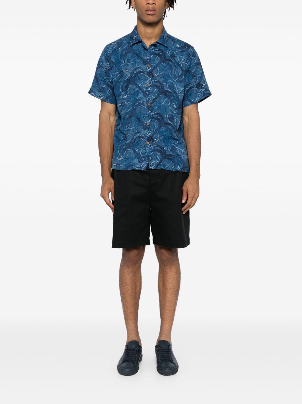 Marble Graphic-print Shirt In Blue Product Image