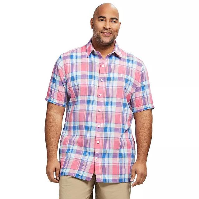 Big & Tall IZOD Linen Blend Short Sleeve Button-Down Shirt, Mens Rapture Pink Product Image