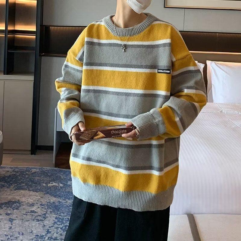 Crew Neck Color Block Sweater Product Image