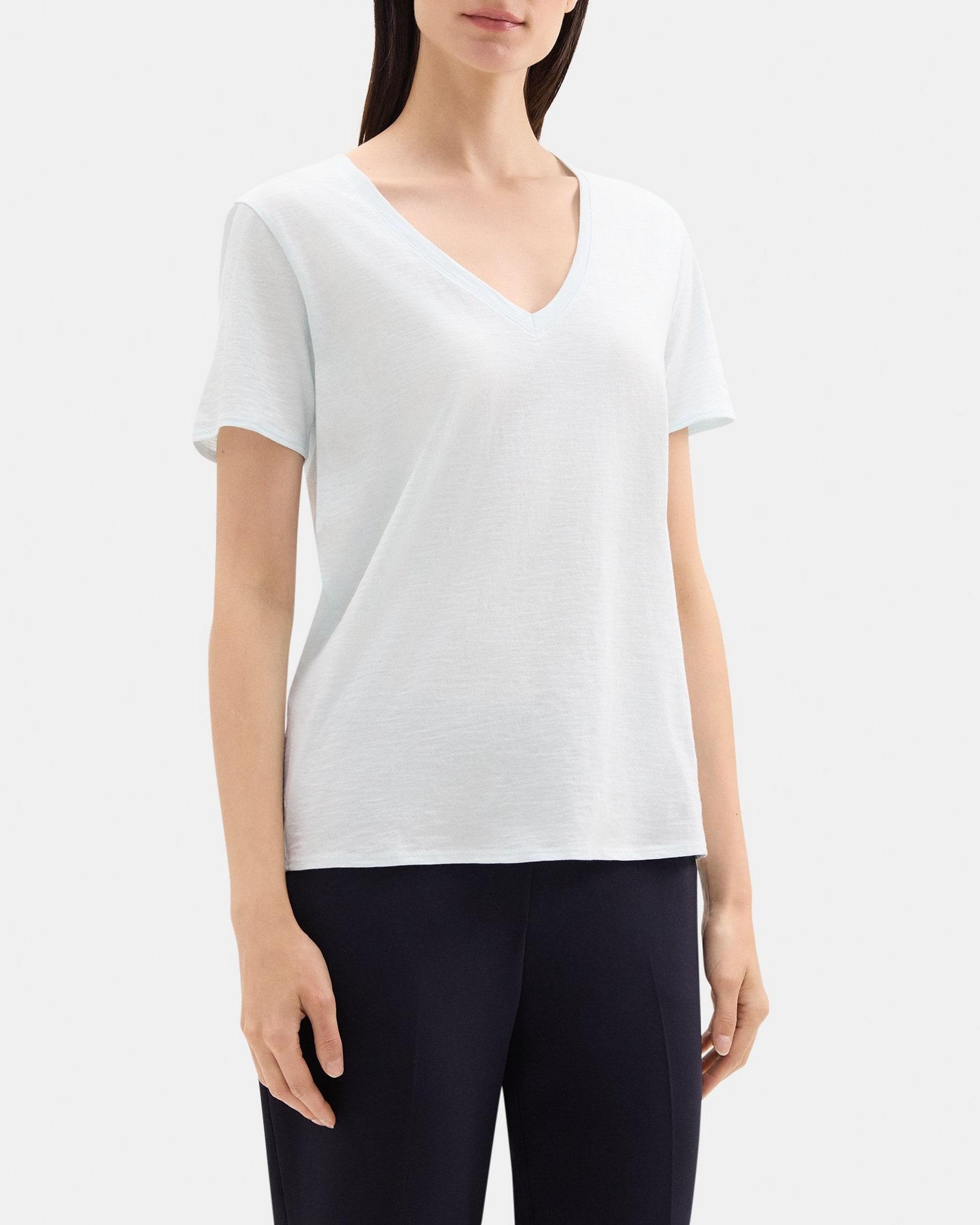 V-Neck Tee in Slub Cotton Product Image