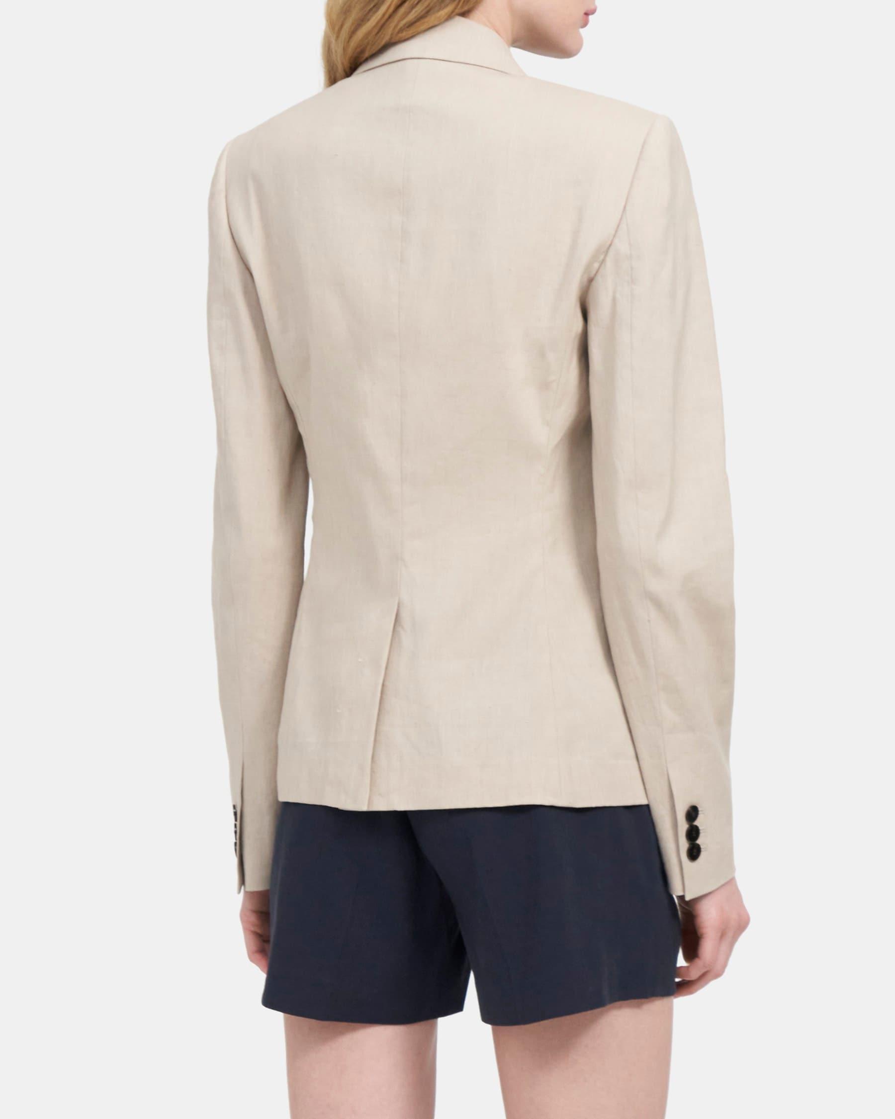 Double-Breasted Blazer in Mélange Linen Product Image