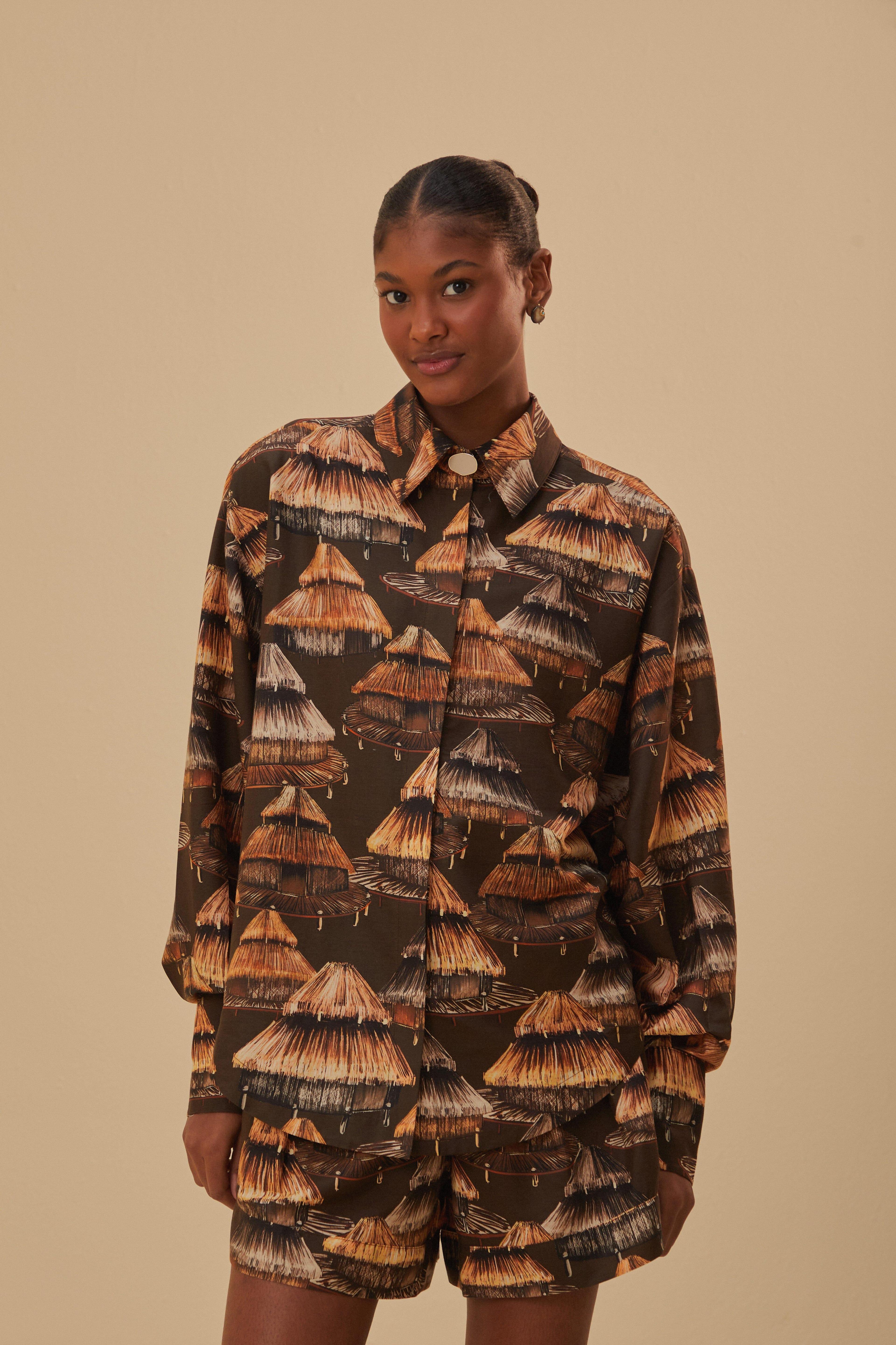 Brown Shuhu Shirt Long Sleeves Product Image