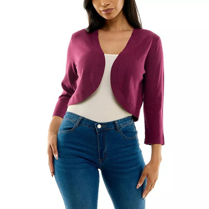 Womens Nina Leonard Classic Three Quarter Sleeve Bolero Crisp Pink Product Image