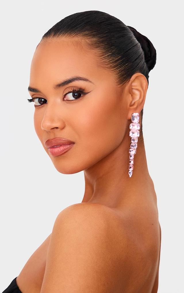 Pink Jewel Statement Flare Drop Earrings Product Image