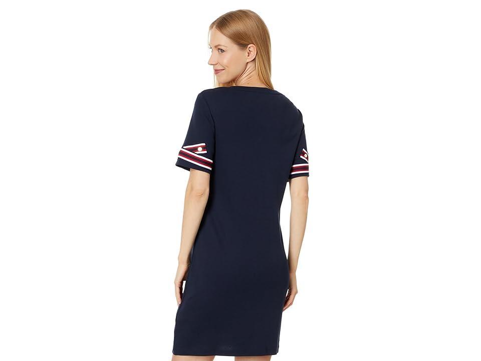 Tommy Hilfiger Short Sleeve Dress with Global Tape (Sky Captain) Women's Dress Product Image