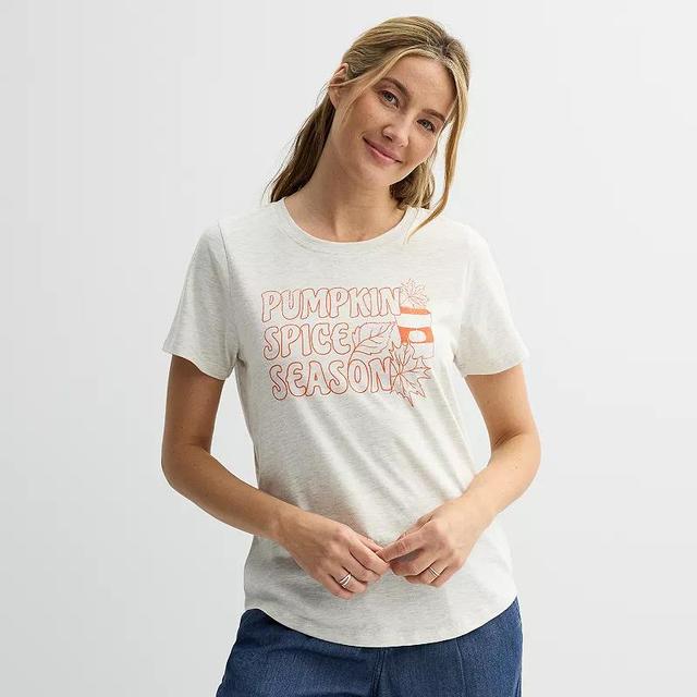 Womens Pumpkin Spice Season Graphic Tee Oatmeal Grey Product Image