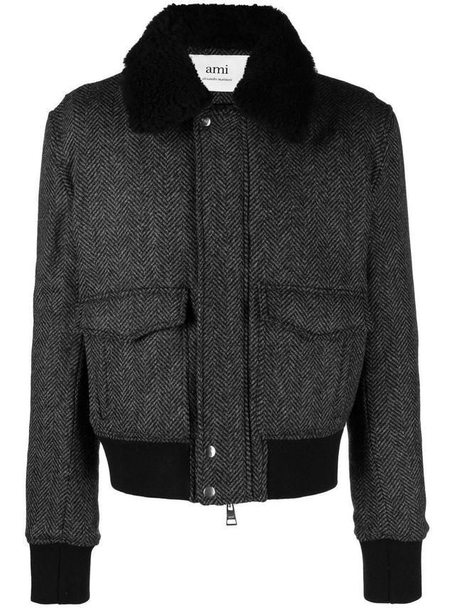 Shearling-trimmed Pilot Jacket In 050 Gris Product Image