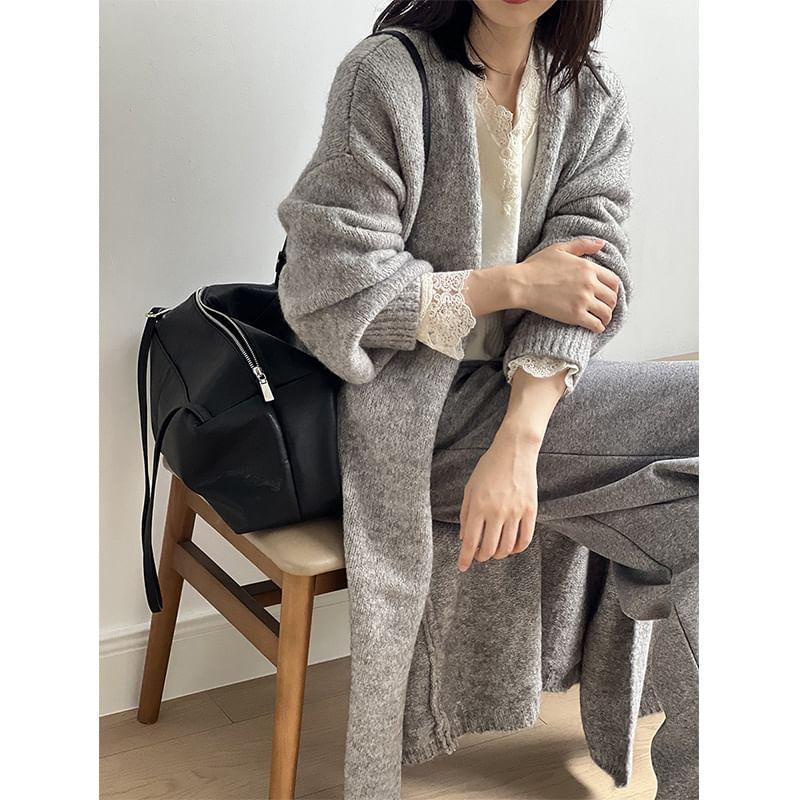 Plain Open Front Long Cardigan product image