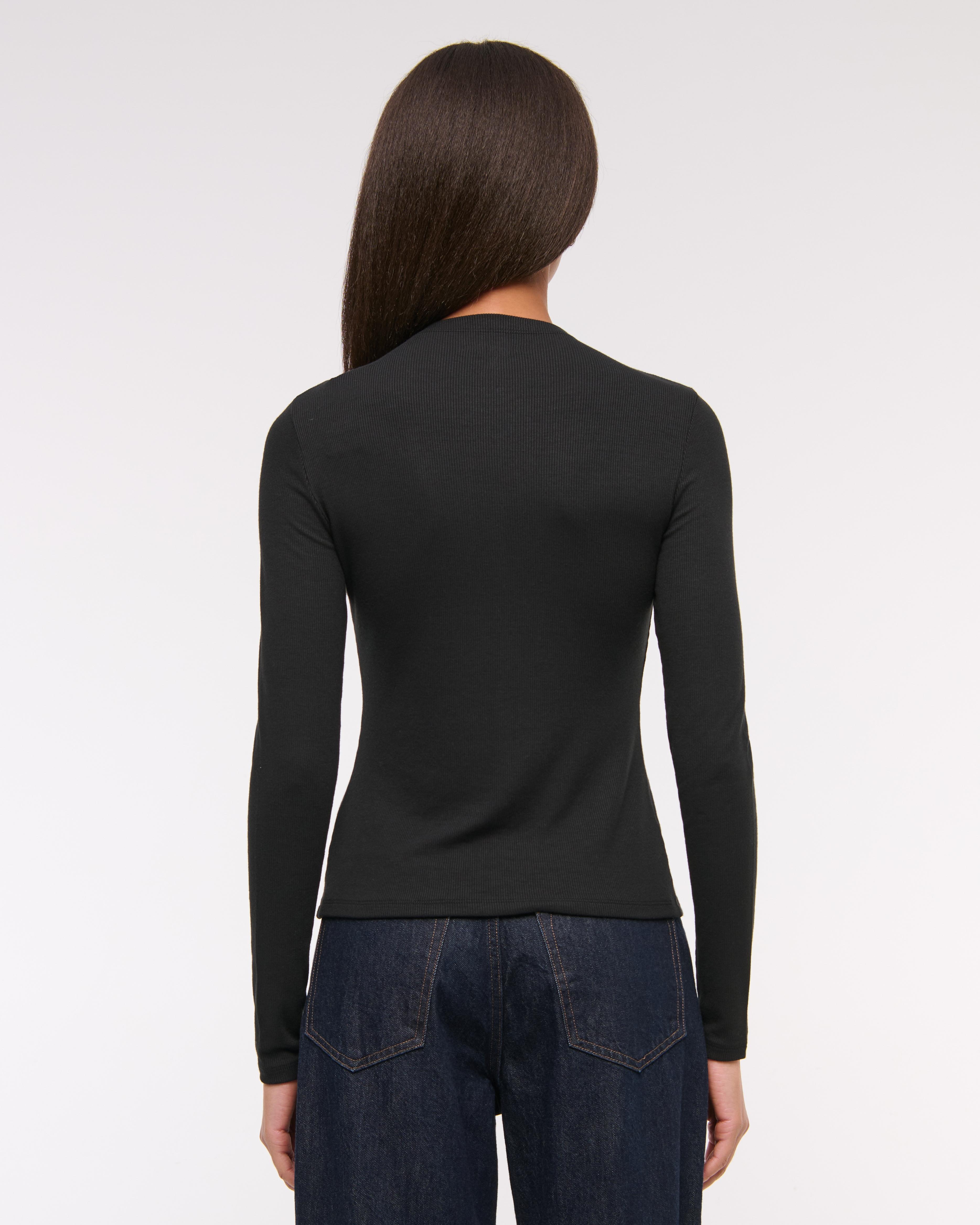 Long-Sleeve Mockneck Button-Through Top Product Image