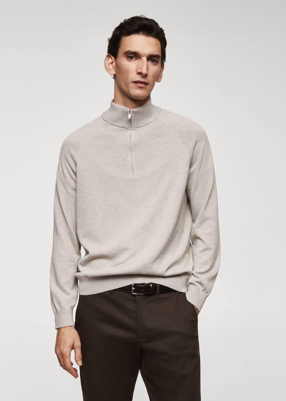 MANGO MAN - Cotton sweater with neck zipper sandMen Product Image