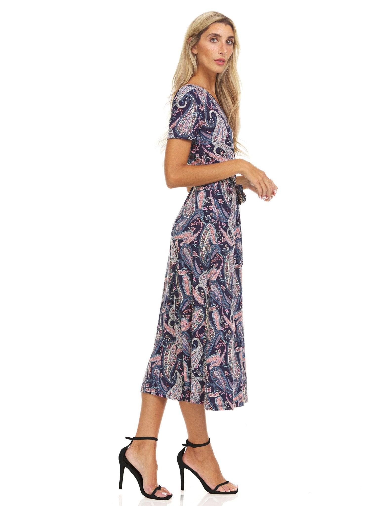 Women's Printed Belted Midi Dress Product Image