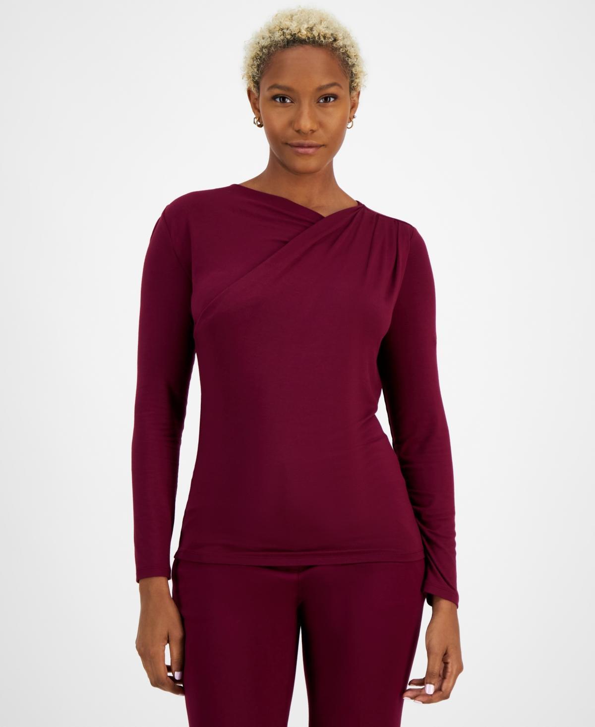 Bar Iii Womens Asymmetric-Neck Long-Sleeve Top, Created for Macys Product Image