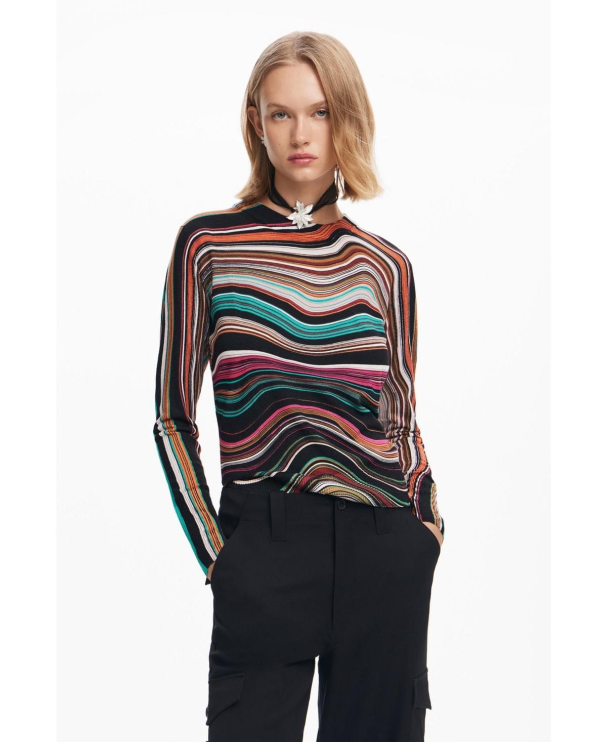 Desigual Womens Wavy striped sweater product image