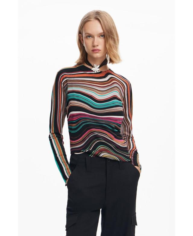 Desigual Womens Wavy striped sweater Product Image