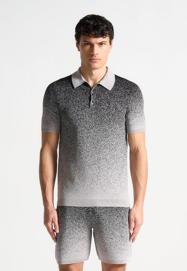 Ombré Knit Polo Top - Grey/Black Male Product Image