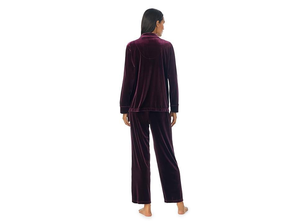 Lauren Ralph Lauren Long Sleeve Velvet Notch Collar Long PJ Set Women's Pajama Sets Product Image