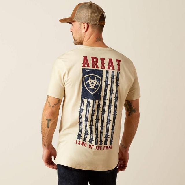 Ariat® Men's S/S Natural Barbed Flag T-Shirt Product Image