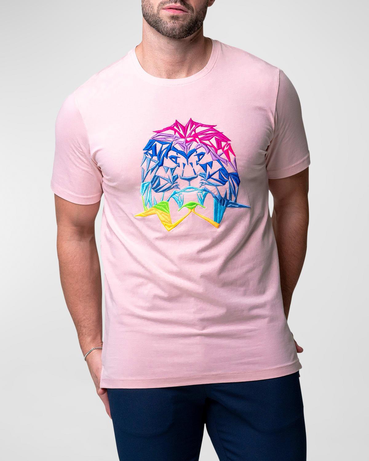 Maceoo Lion Face Embroidered T-Shirt Product Image