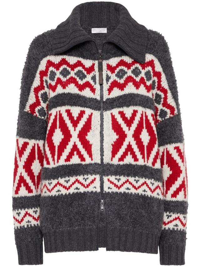 jacquard cashmere cardigan Product Image