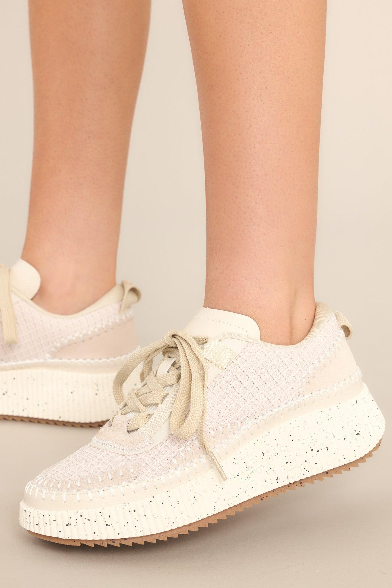 Dig In Your Heels Beige Platform Sneakers Product Image