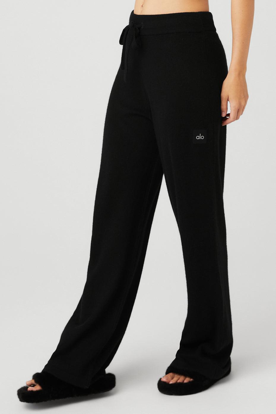 Cashmere High-Waist Jet Set Wide Leg Pant - Black Product Image