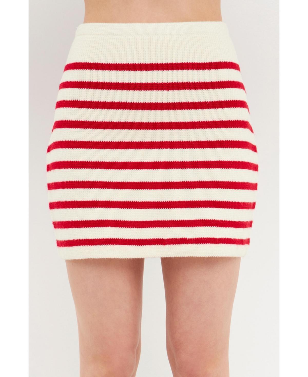 Womens Knit Striped Mini Skirt product image