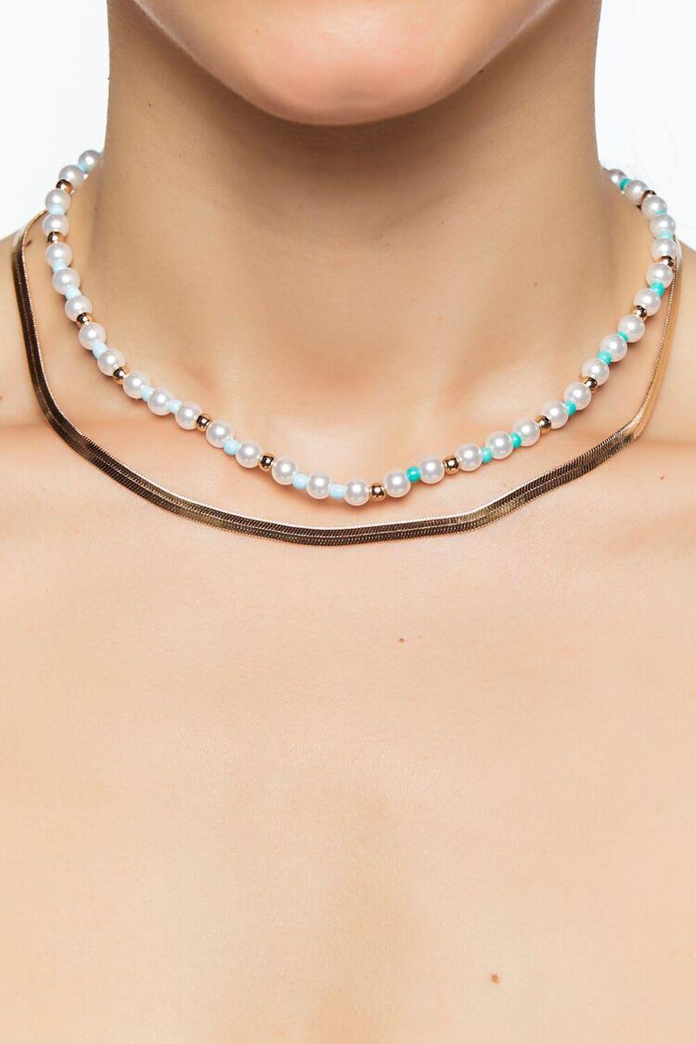 Beaded Snake Chain Layered Necklace | Forever 21 Product Image