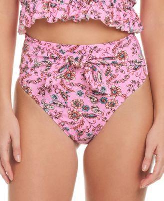 Jessica Simpson Womens Tie-Front Floral-Print High-Waist Bottom Product Image