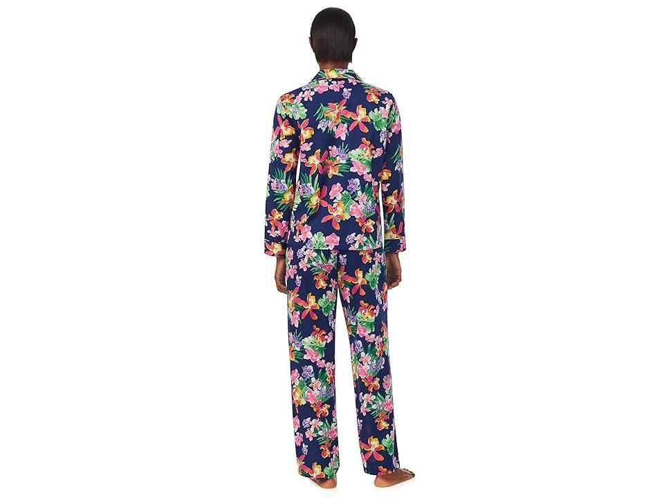 LAUREN Ralph Lauren Long Sleeve Notch Collar PJ Set Floral) Women's Pajama Sets Product Image