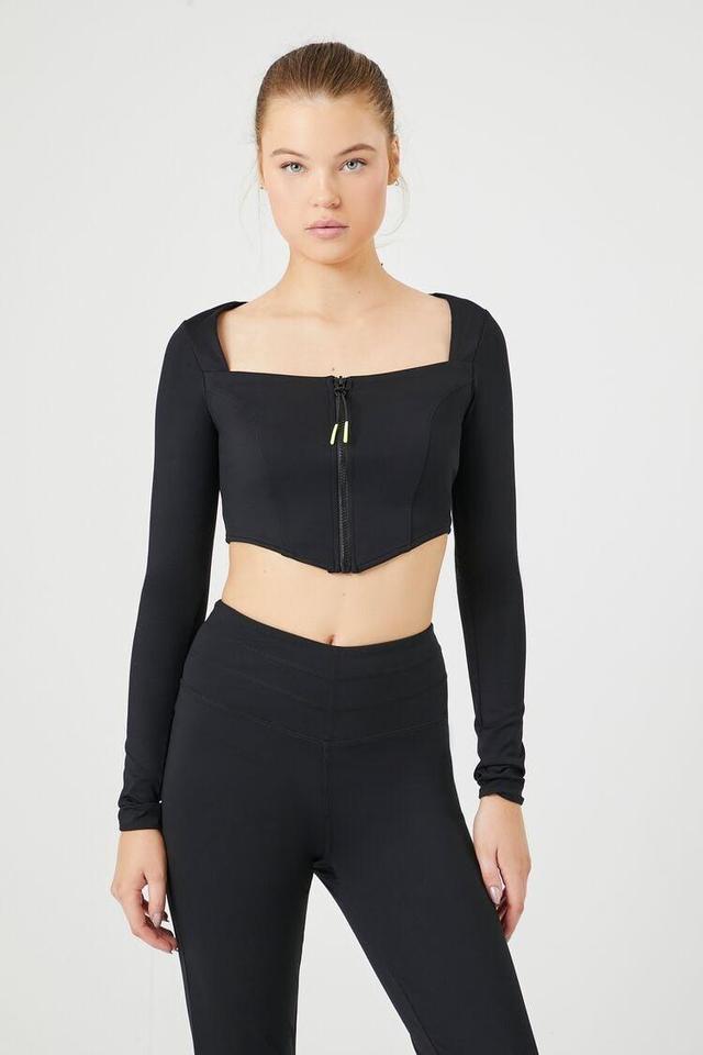 Active Zip-Up Pointed Crop Top | Forever 21 Product Image