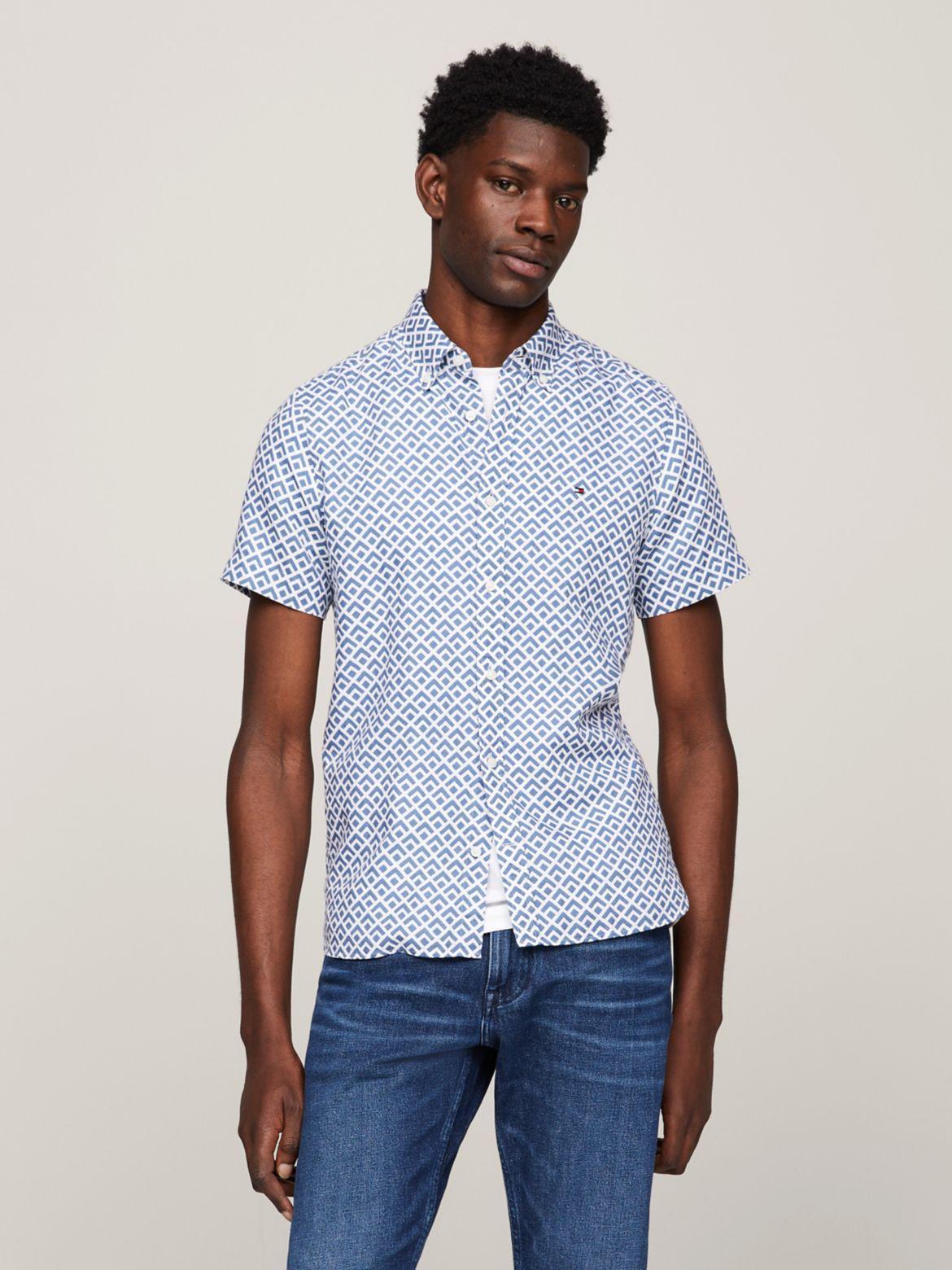 Tommy Hilfiger Men's Slim Fit Geometric Print Shirt Product Image