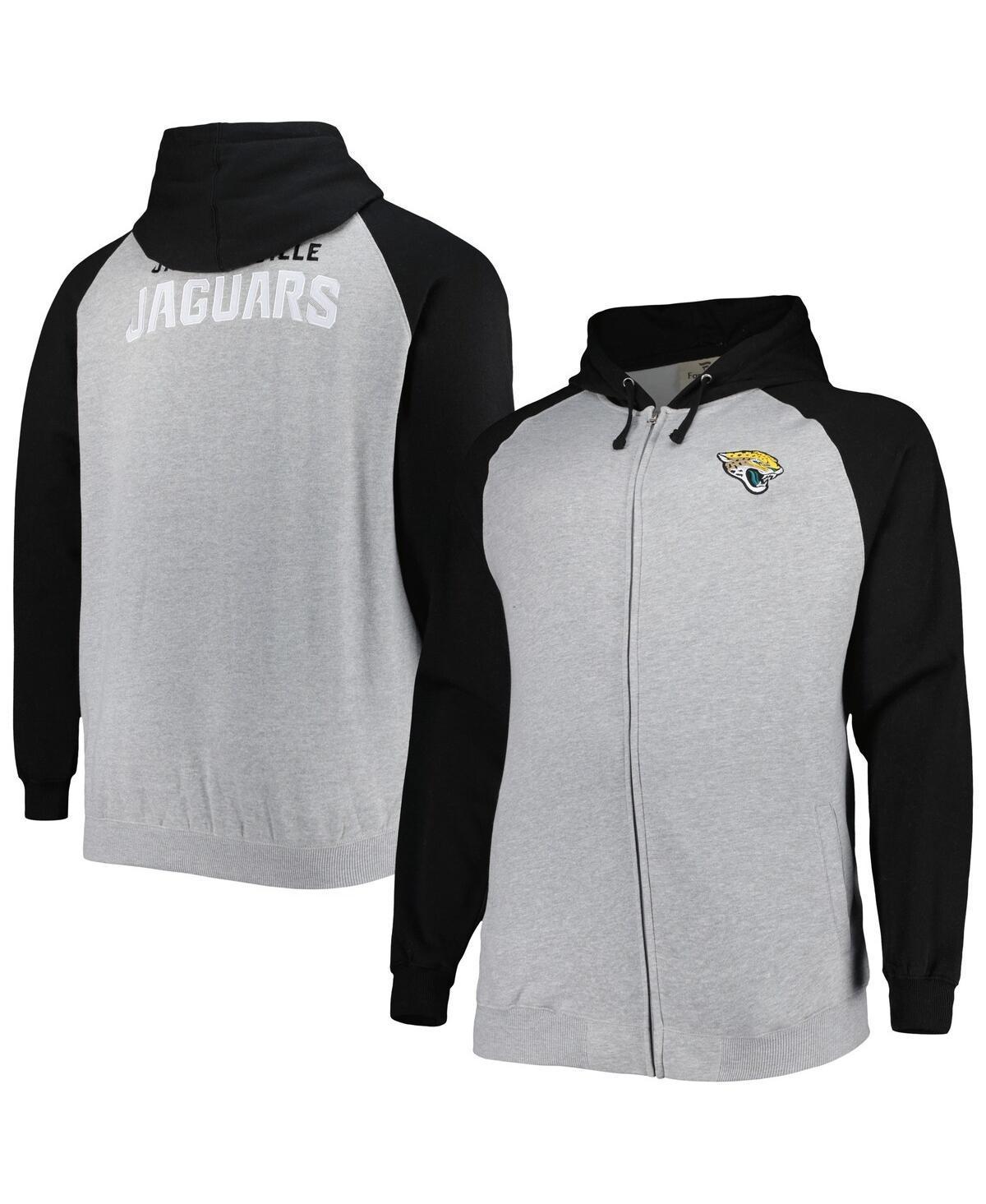 Mens Fanatics Branded Heather Gray Jacksonville Jaguars Big & Tall Fleece Raglan Full-Zip Hoodie Jacket Grey Product Image