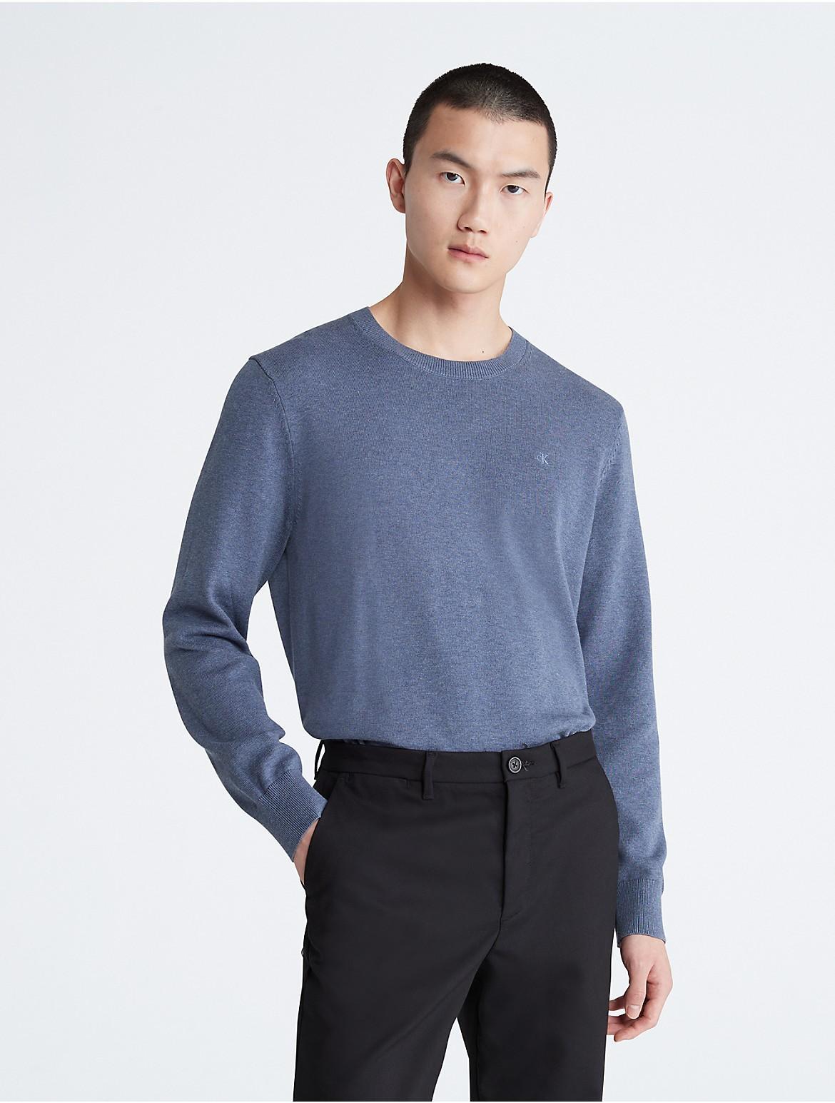 Calvin Klein Mens Smooth Cotton Sweater - White - L Product Image