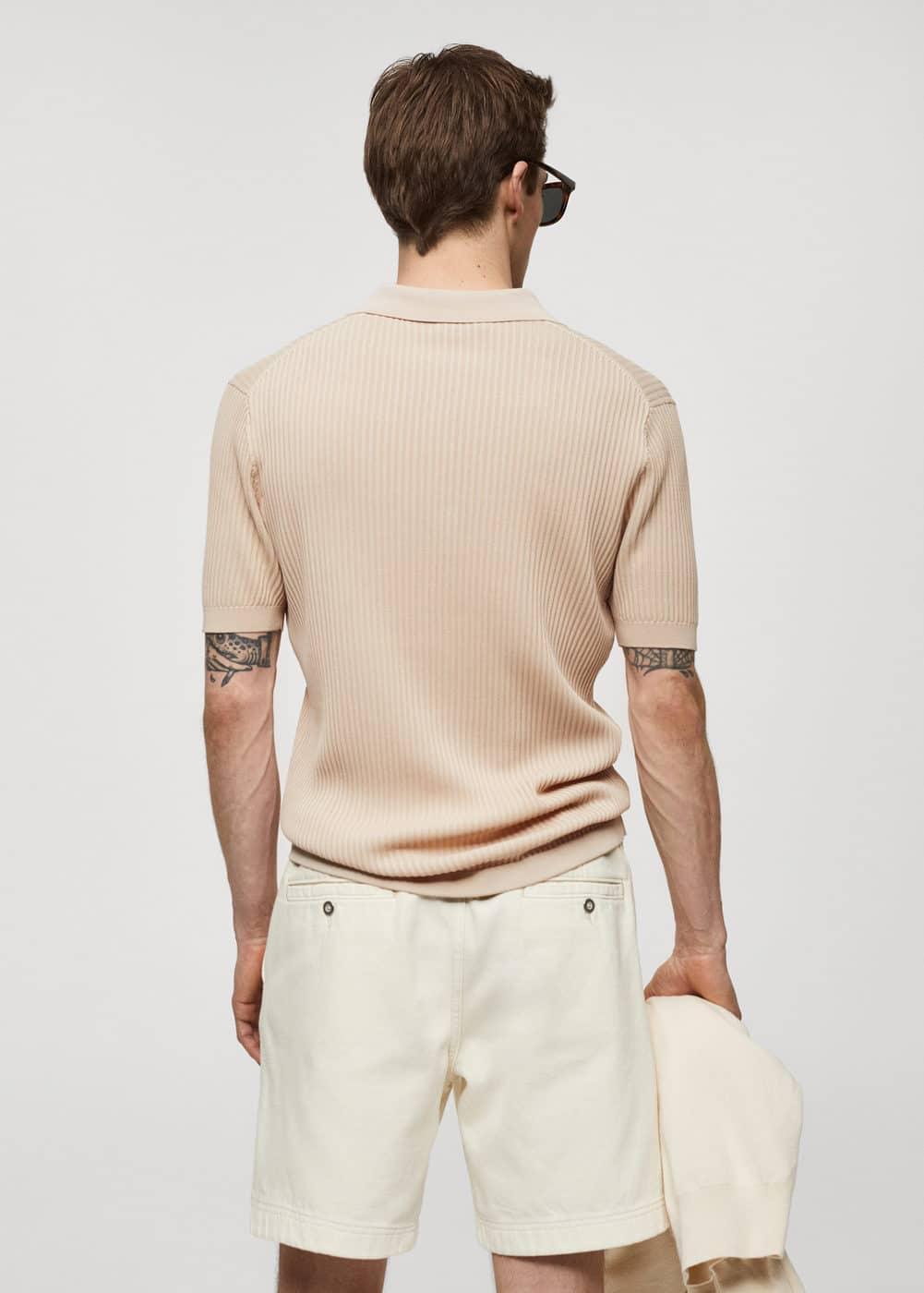 MANGO MAN - Knit cotton polo shirt beigeMen Product Image