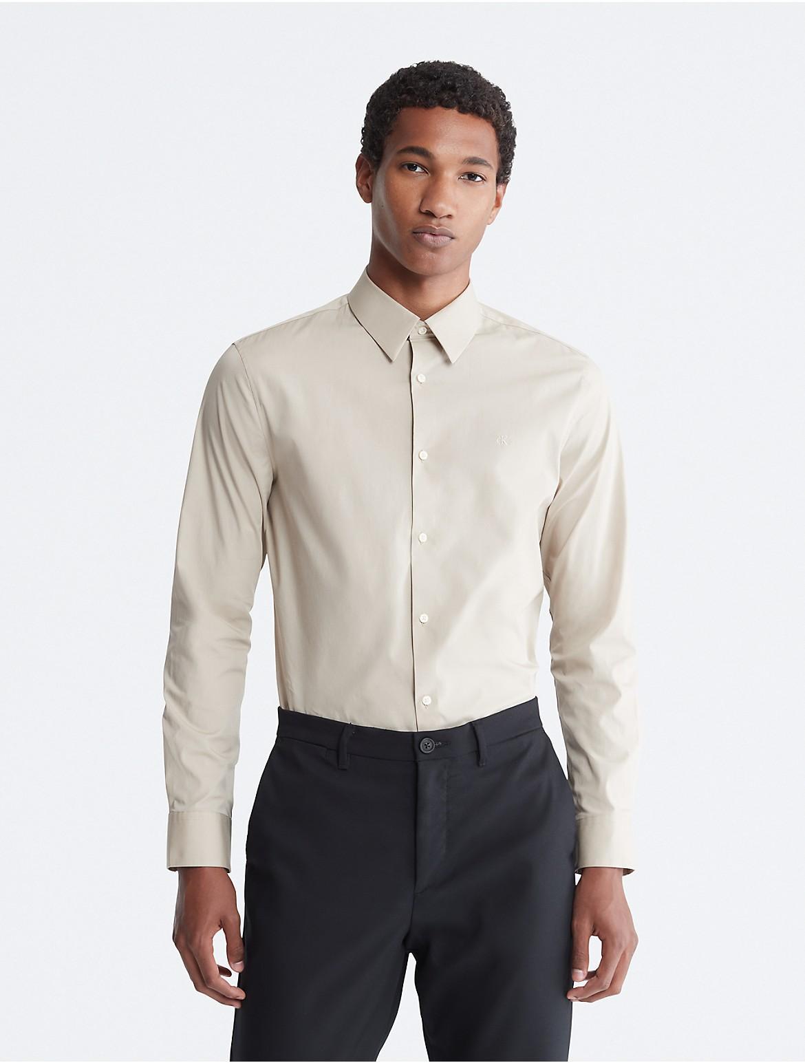 Calvin Klein Mens Slim Stretch Shirt - Brown - XXL Product Image