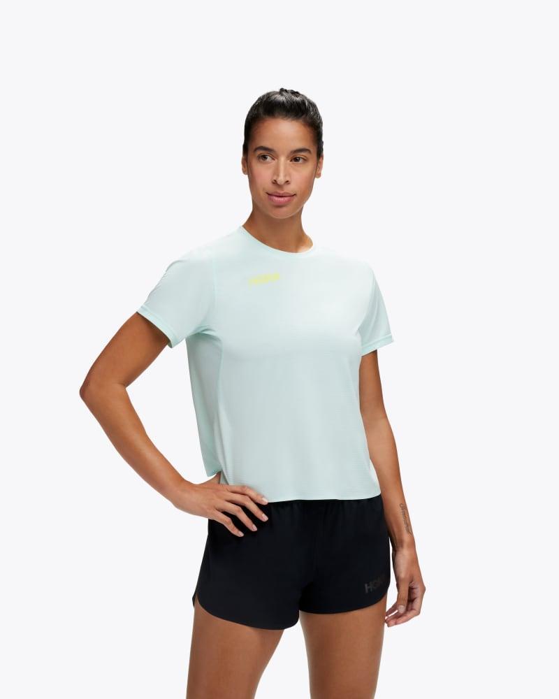 HOKA Womens Short Sleeve Shirt in Sunlit Ocean, Size Medium Product Image