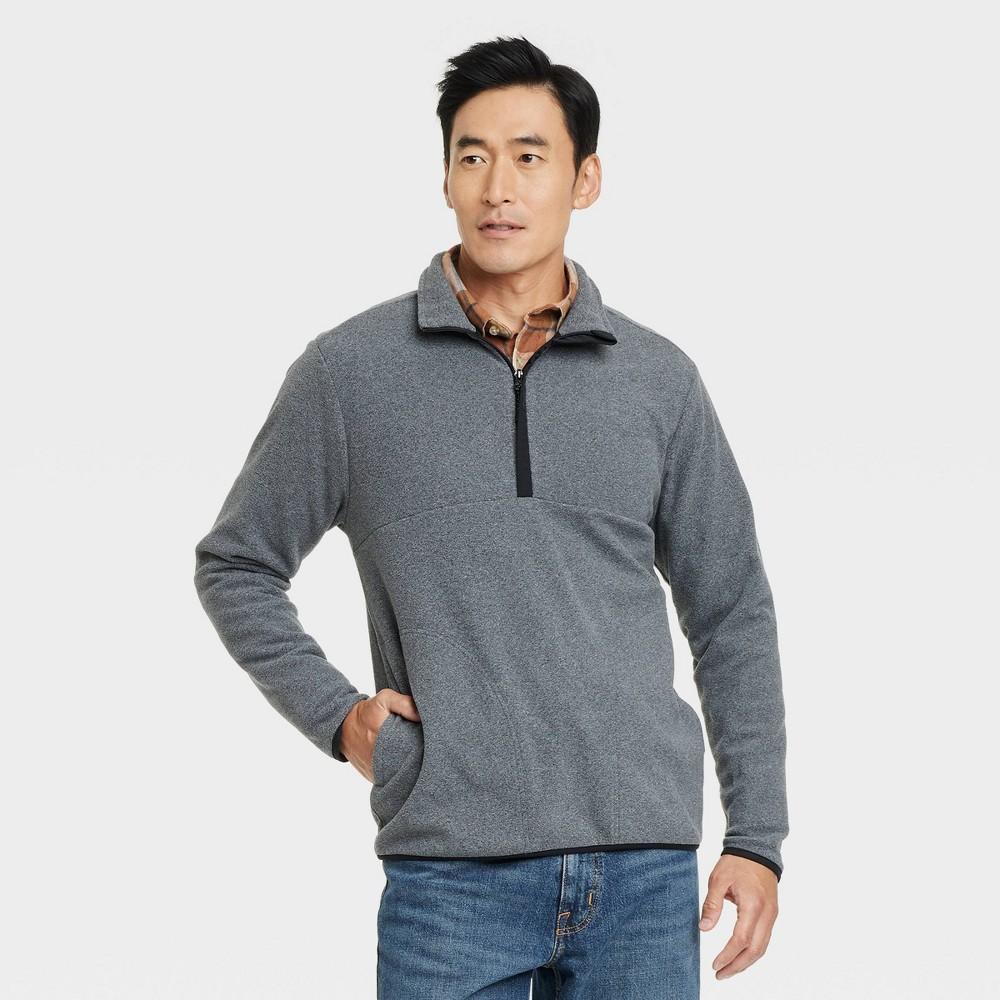 Mens Polar Fleece Half Zip Sweatshirt - Goodfellow & Co Black XL Product Image