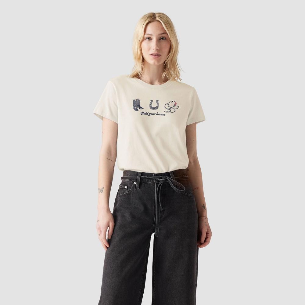 Levis Womens Short Sleeve Perfect T-Shirt - Hold Your Horses Egret L Product Image