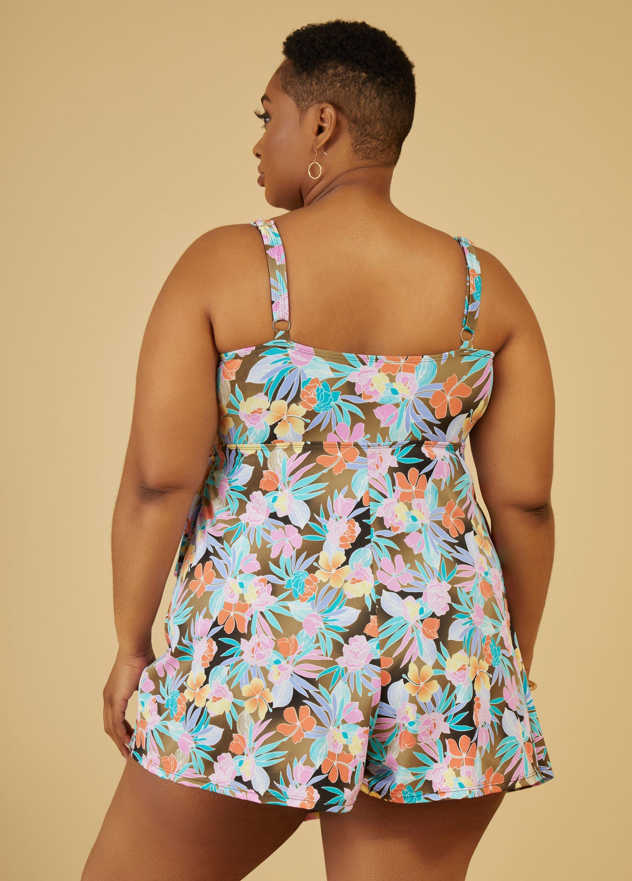 Fit 4 U Floral Swim Romper Product Image