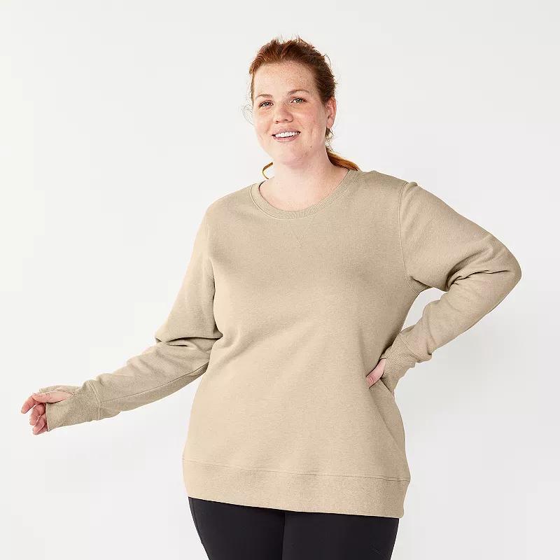 Plus Size Tek Gear Ultrasoft Fleece Crewneck Sweatshirt with Thumb Holes, Womens Aspire Pink Product Image