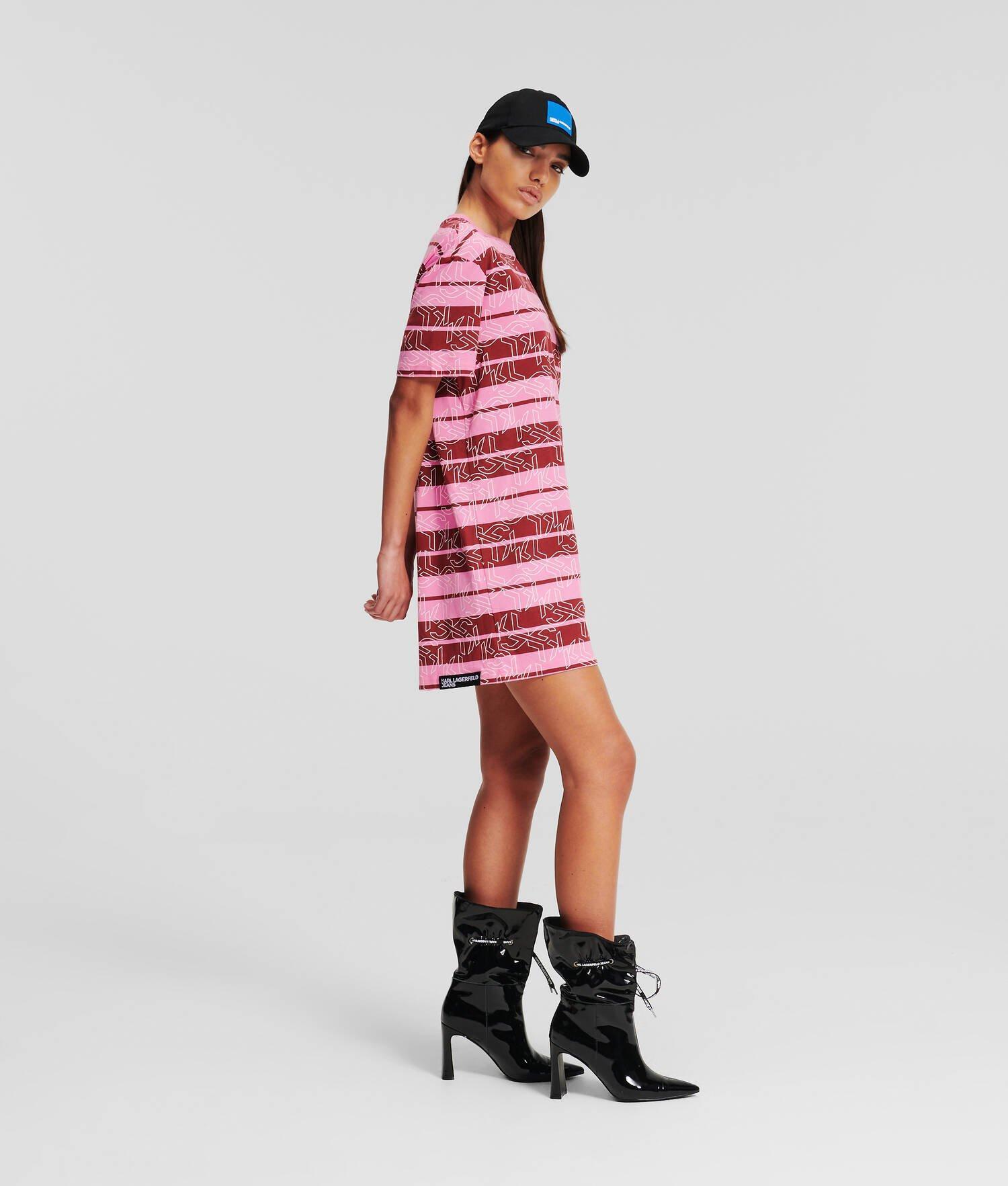 KLJ MONOGRAM STRIPED T-SHIRT DRESS Product Image