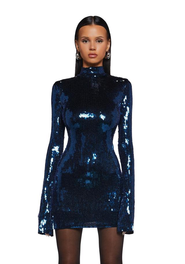 Womens Sexy Sequin New Years Eve Special Occasion Mini Dress - Blue Product Image