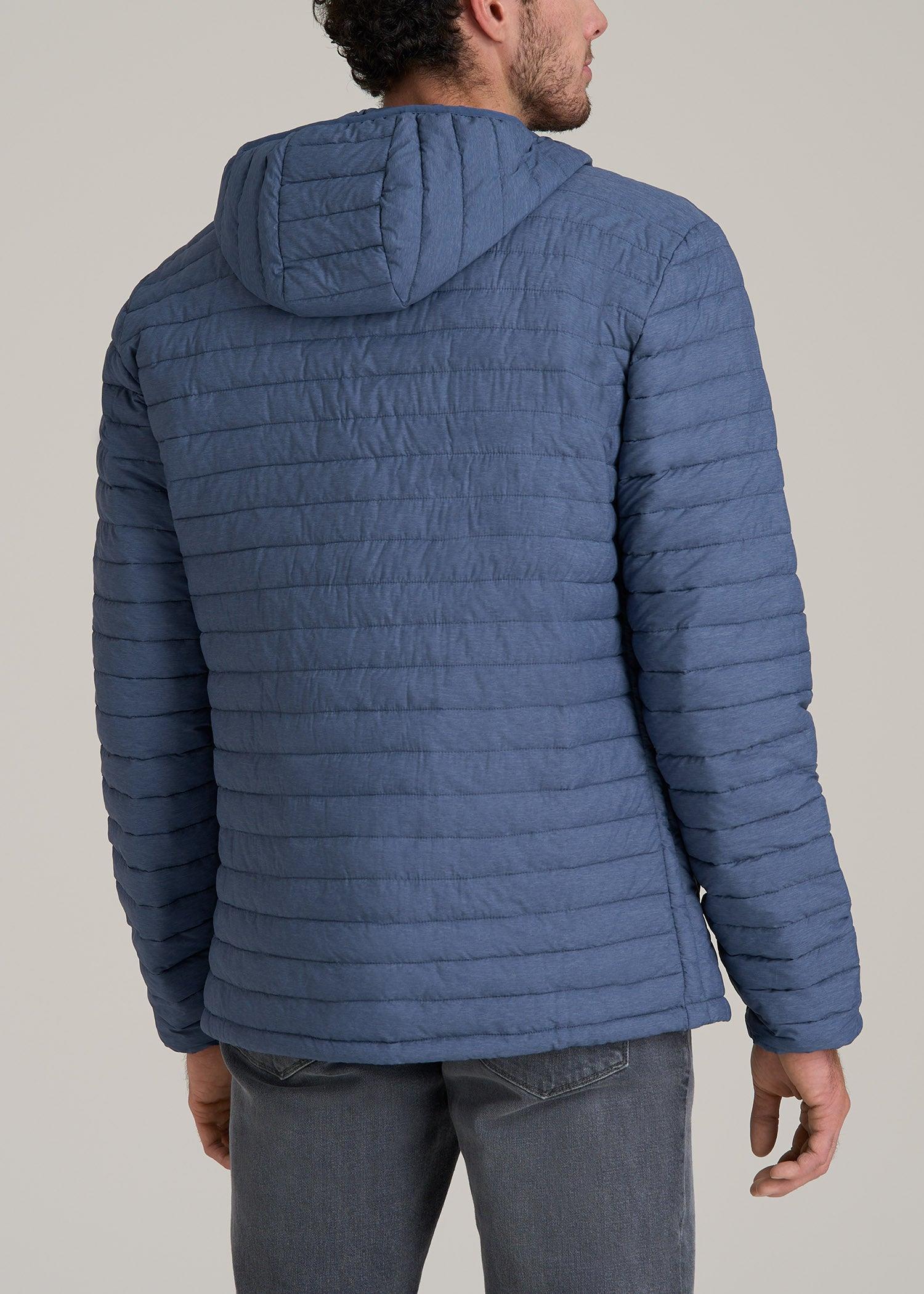 Tall Men's Packable Puffer Jacket in Steel Blue Male Product Image