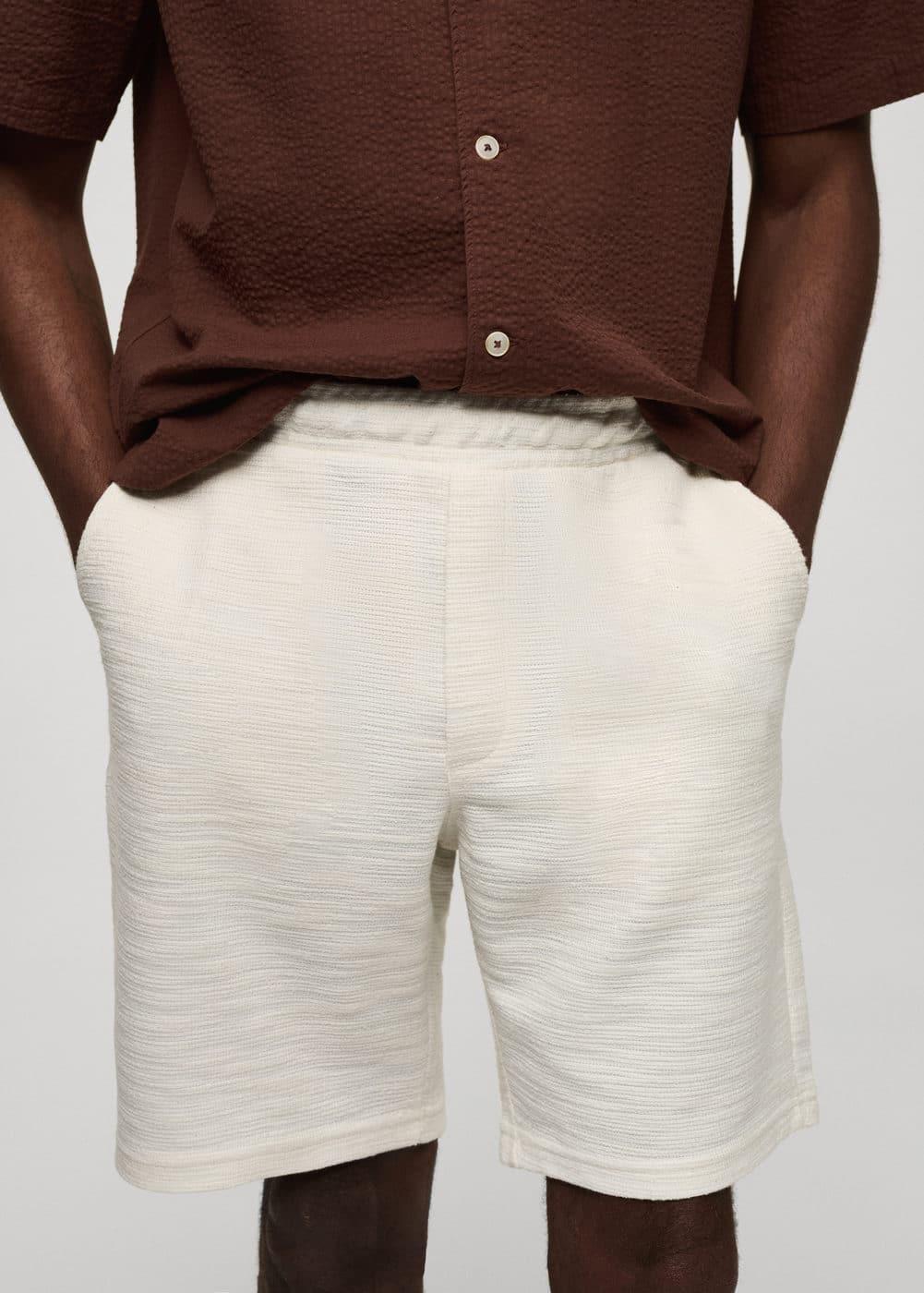 MANGO MAN - Cotton bermuda shorts with cord texture ecruMen Product Image