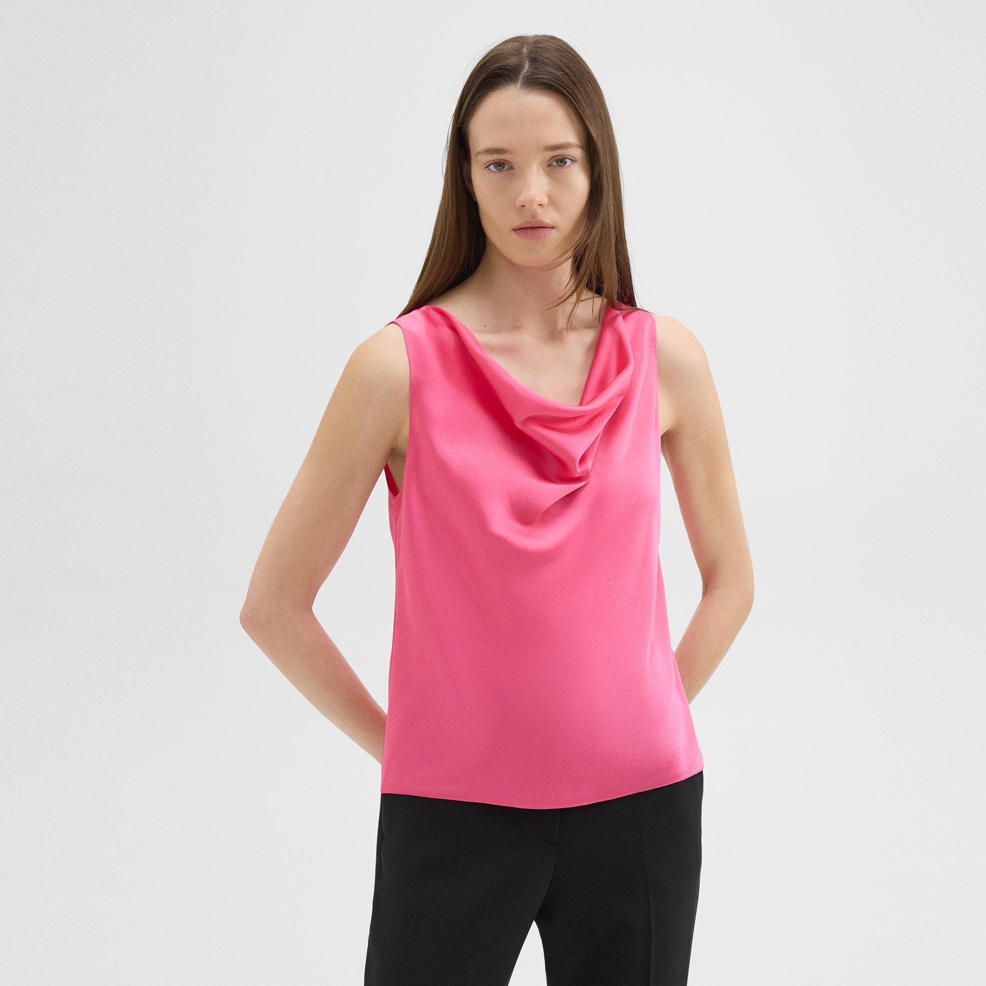 Crushed Satin Cowl Neck Top | Theory Product Image